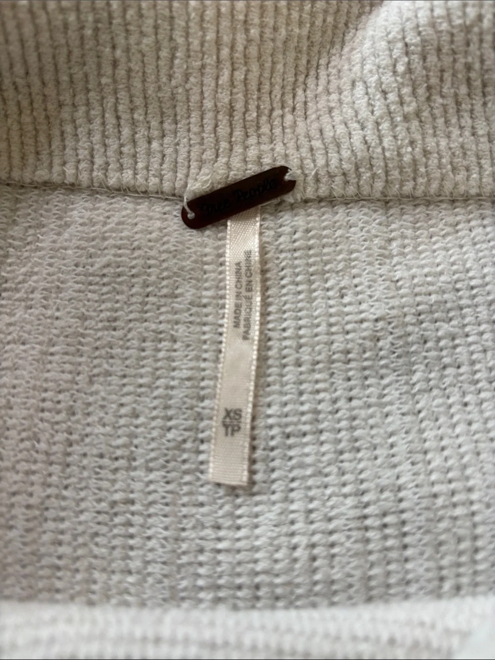 Free People Cream Ribbed Cowl Turtleneck Sweater